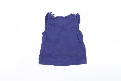 Back view of F&F girls’ blue floral basic tank, size 0-3, months