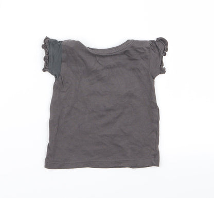 Back view of Primark girls’ grey basic t-shirt, size 3-6, months - disney
