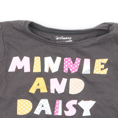 Close-up detail of Primark girls’ grey basic t-shirt, size 3-6, months - disney