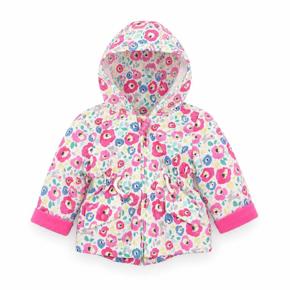 F&F Girls Multicoloured Floral  Basic Coat Coat Size 0-3 Months