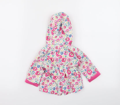 Back view of F&F girls’ multicoloured floral basic coat coat, size 0-3, months