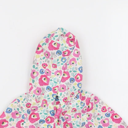 Close-up detail of F&F girls’ multicoloured floral basic coat coat, size 0-3, months