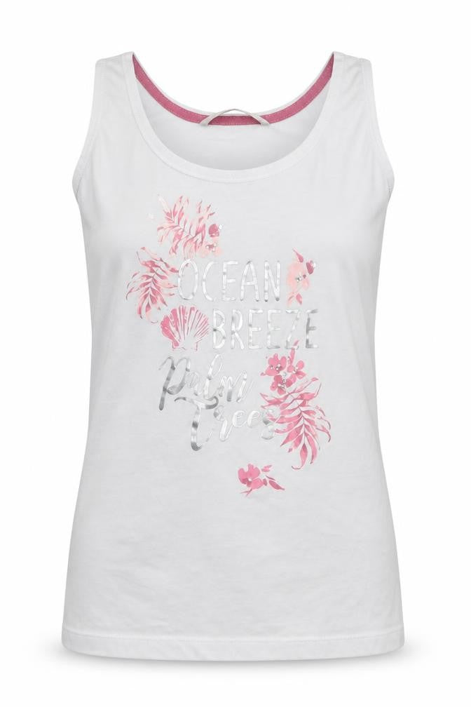 TU Womens White Floral  Basic Tank Size 8