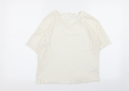 Additional front view of Asda George girls’ white geometric basic t-shirt, size 11-12, years