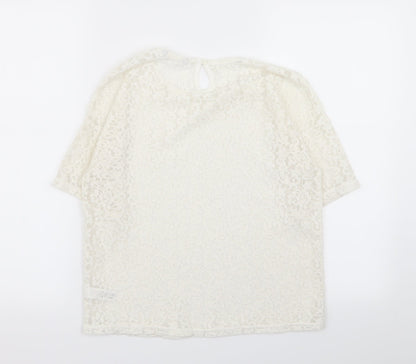 Back view of Asda George girls’ white geometric basic t-shirt, size 11-12, years