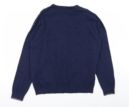 Back view of Easy men’s blue jumper, size L