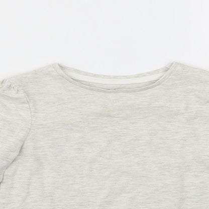 Close-up detail of Tu girls’ grey basic t-shirt, size 2-3, years