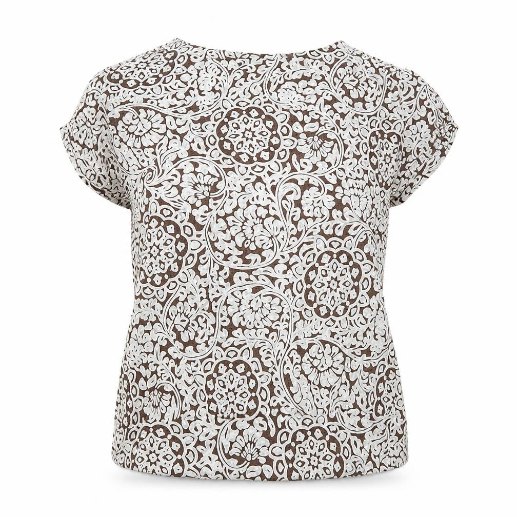 WESTONE Womens Brown Floral  Basic T-Shirt Size 12