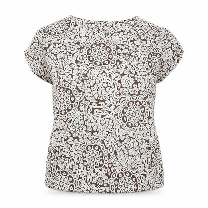 WESTONE Womens Brown Floral  Basic T-Shirt Size 12