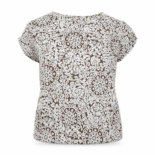 WESTONE Womens Brown Floral  Basic T-Shirt Size 12