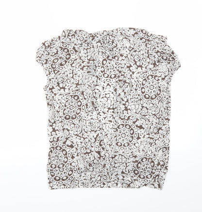 WESTONE Womens Brown Floral  Basic T-Shirt Size 12