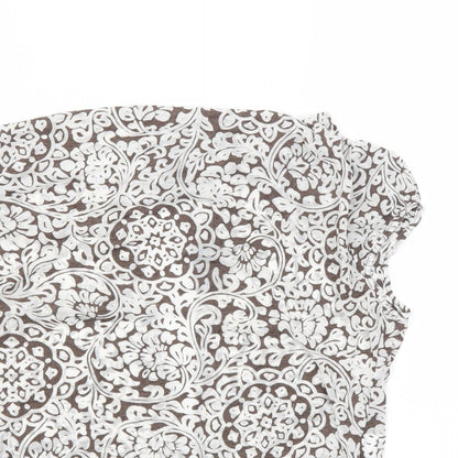 WESTONE Womens Brown Floral  Basic T-Shirt Size 12