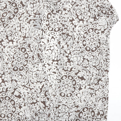WESTONE Womens Brown Floral  Basic T-Shirt Size 12