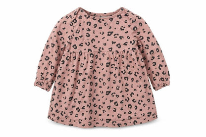 Front view of F&F girls’ pink animal print basic t-shirt, size 0-3, months