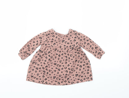 Back view of F&F girls’ pink animal print basic t-shirt, size 0-3, months