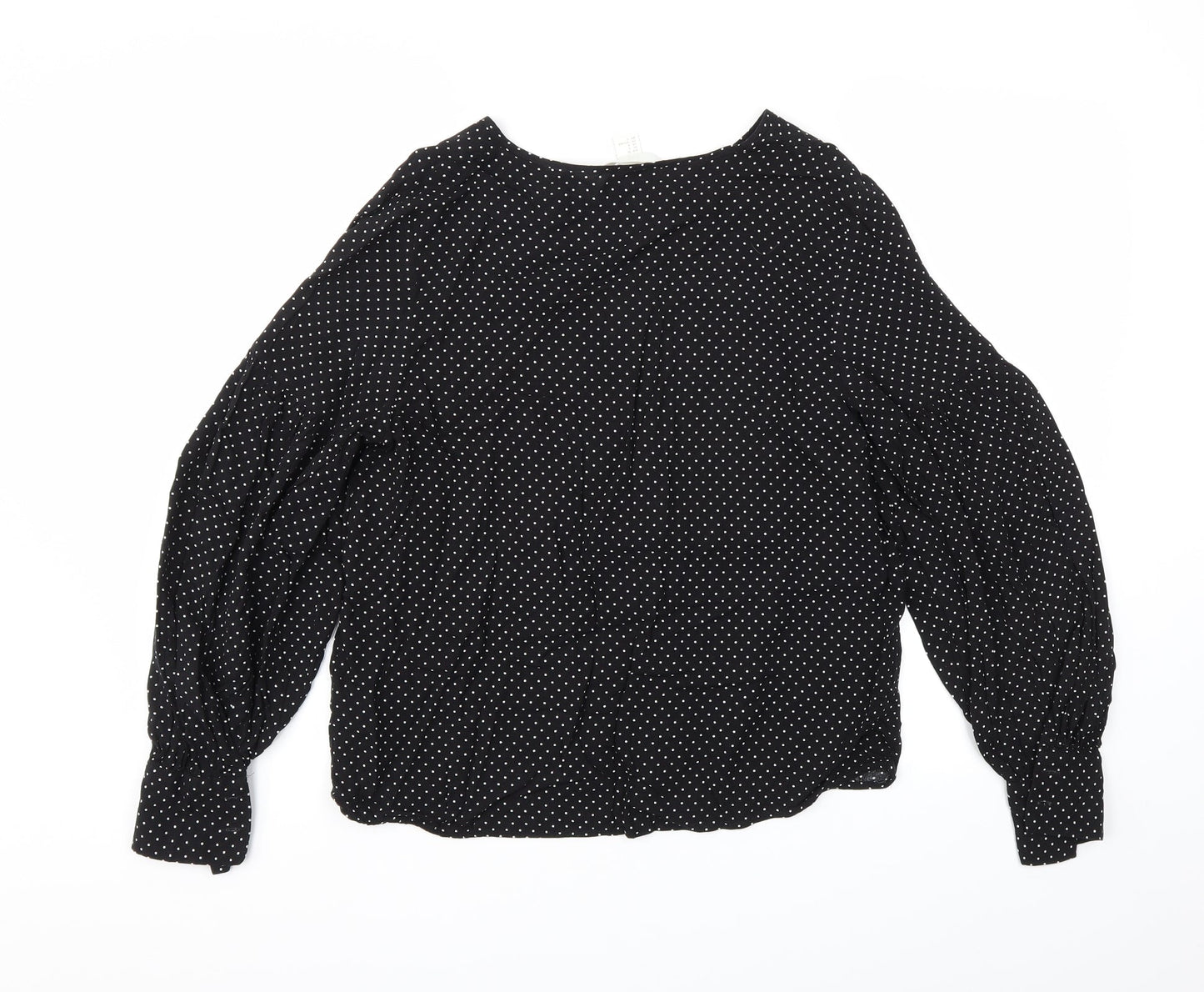 H&M Womens Black Polka Dot  Basic Blouse Size 6