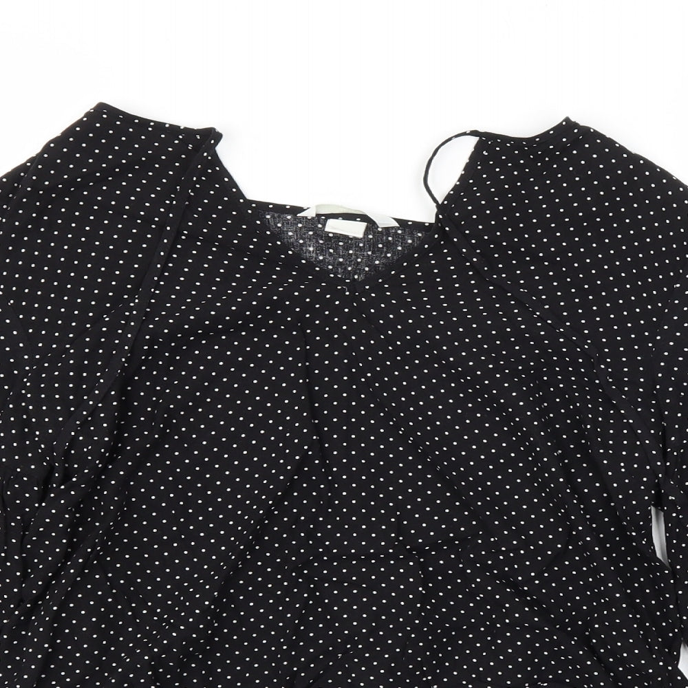 H&M Womens Black Polka Dot  Basic Blouse Size 6