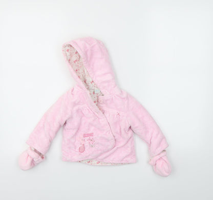 Additional front view of Disney girls’ pink jacket coat, size 3-6, months