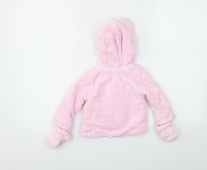 Back view of Disney girls’ pink jacket coat, size 3-6, months