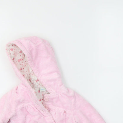 Close-up detail of Disney girls’ pink jacket coat, size 3-6, months