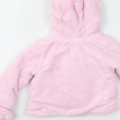 Brand and care label for Disney girls’ pink jacket coat, size 3-6, months