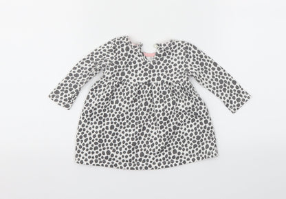 Back view of F&F girls’ grey animal print fit & flare, size 3-6, months