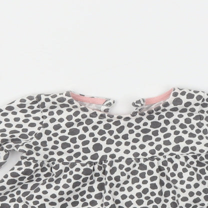 Close-up detail of F&F girls’ grey animal print fit & flare, size 3-6, months