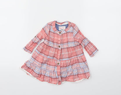 Additional front view of Debenhams girls’ pink check fit & flare, size 3-6, months