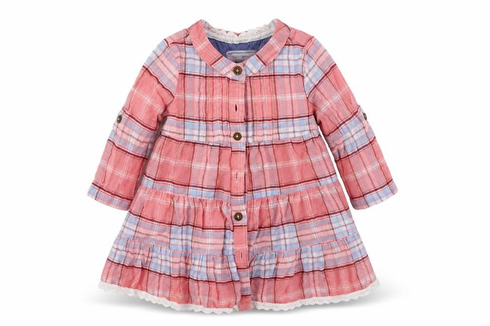 Debenhams Girls Pink Check  Fit & Flare  Size 3-6 Months