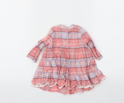 Back view of Debenhams girls’ pink check fit & flare, size 3-6, months