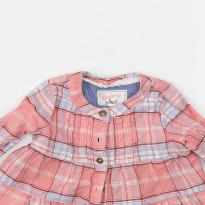Close-up detail of Debenhams girls’ pink check fit & flare, size 3-6, months