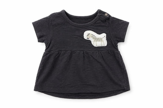 Front view of Nutmeg girls’ grey animal print basic t-shirt, size 0-3, months