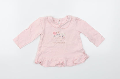Additional front view of George girls’ pink basic t-shirt, size 3-6, months