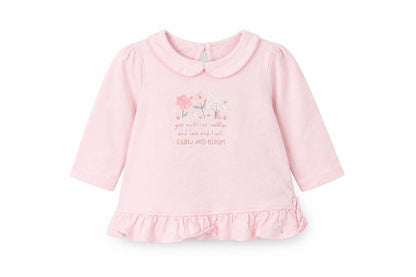 Front view of George girls’ pink basic t-shirt, size 3-6, months