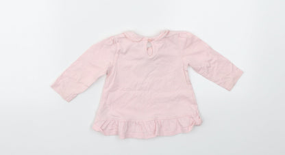 Back view of George girls’ pink basic t-shirt, size 3-6, months
