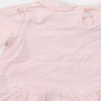 Brand and care label for George girls’ pink basic t-shirt, size 3-6, months