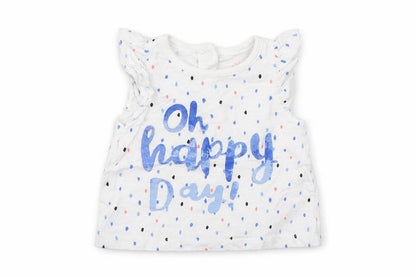 Front view of F&F girls’ multicoloured spotted basic t-shirt, size 0-3, months