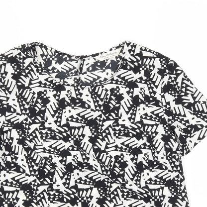 Close-up detail of Miss Selfridge women’s black basic blouse, size UK 6