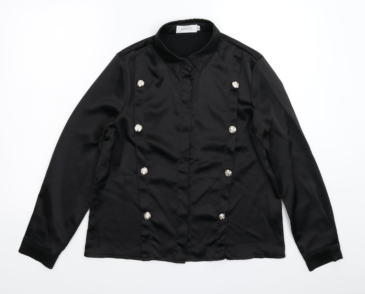 Senes Womens Black   Basic Button-Up Size M