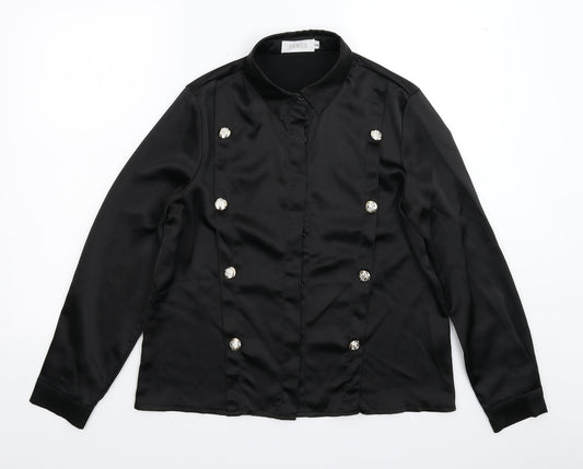 Senes Womens Black   Basic Button-Up Size M