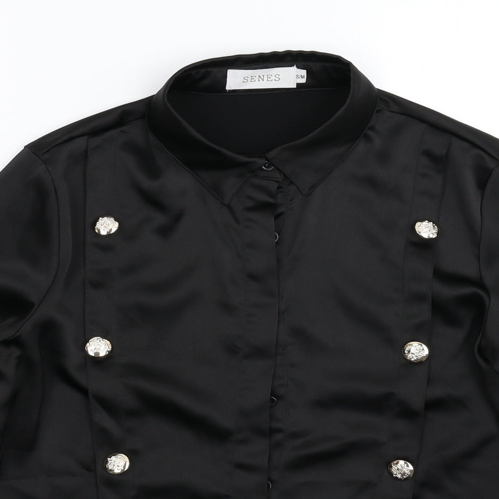 Senes Womens Black   Basic Button-Up Size M