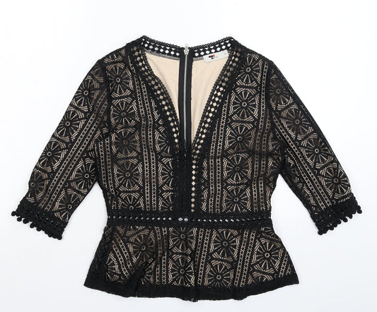 TEMT Womens Black Geometric  Basic Blouse Size S