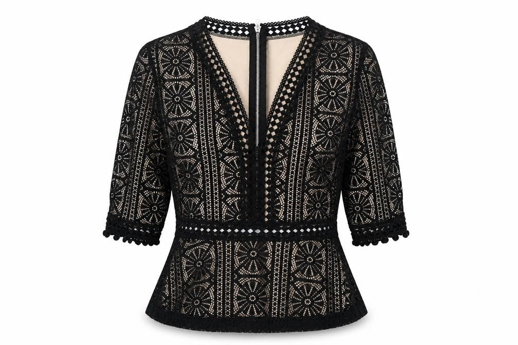 TEMT Womens Black Geometric  Basic Blouse Size S