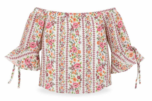 Very Womens White Floral  Basic Blouse Size 8