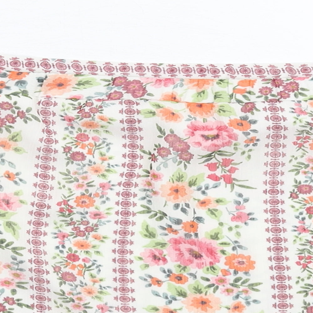 Very Womens White Floral  Basic Blouse Size 8