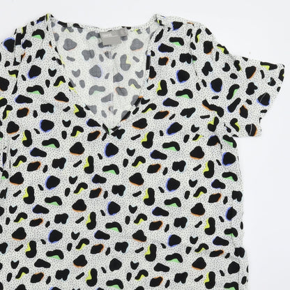 Close-up detail of ASOS women’s multicoloured basic blouse, size UK 6