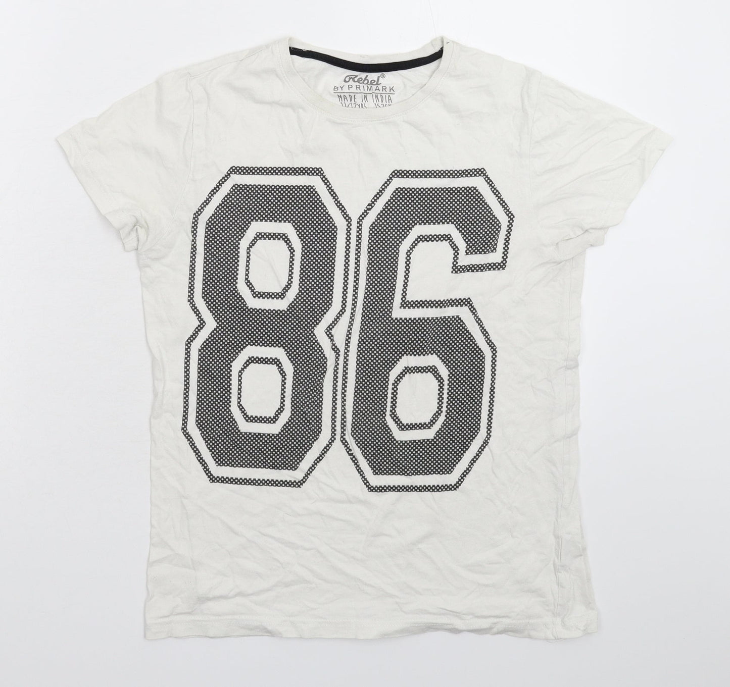 Rebel Boys White   Basic T-Shirt Size 10-11 Years