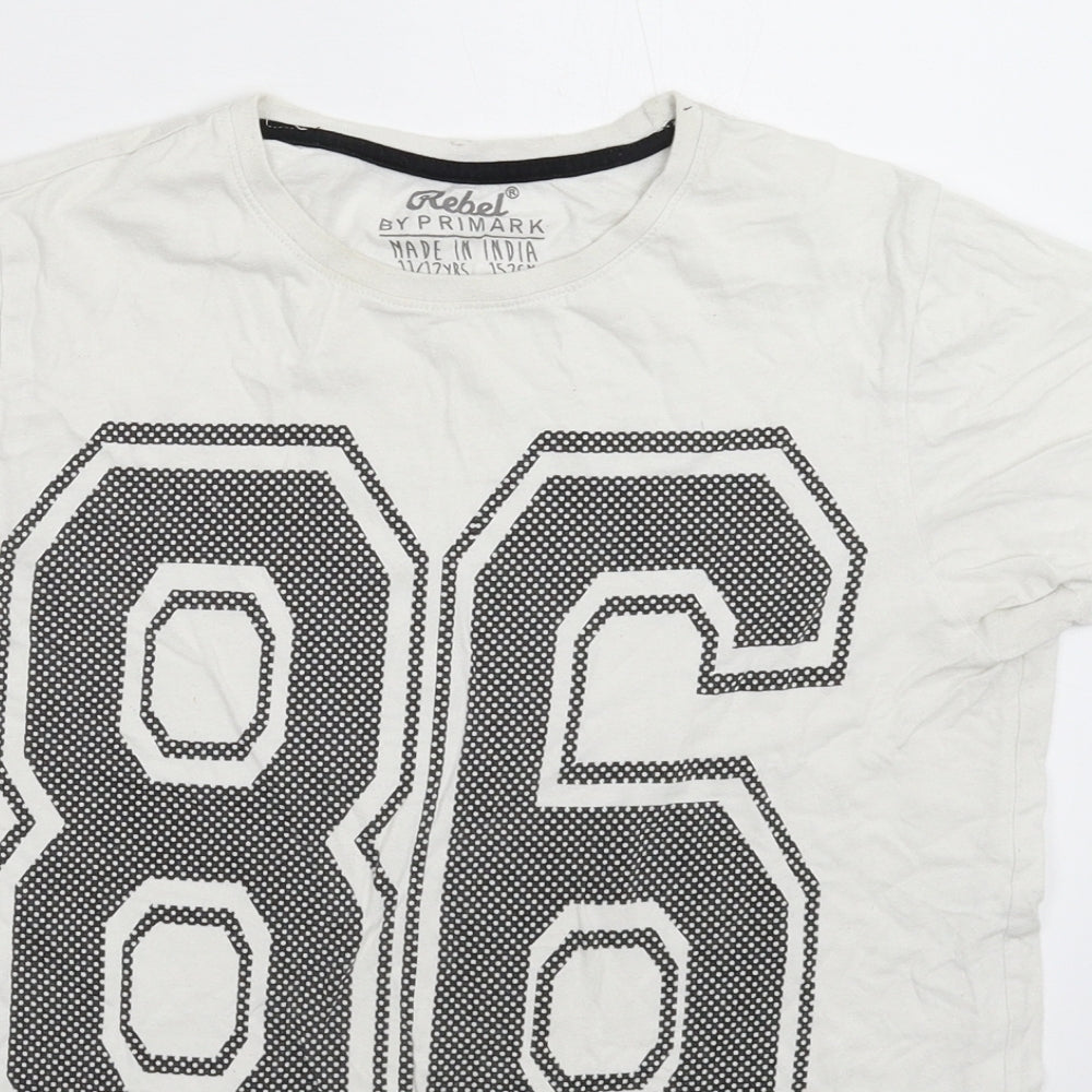 Rebel Boys White   Basic T-Shirt Size 10-11 Years