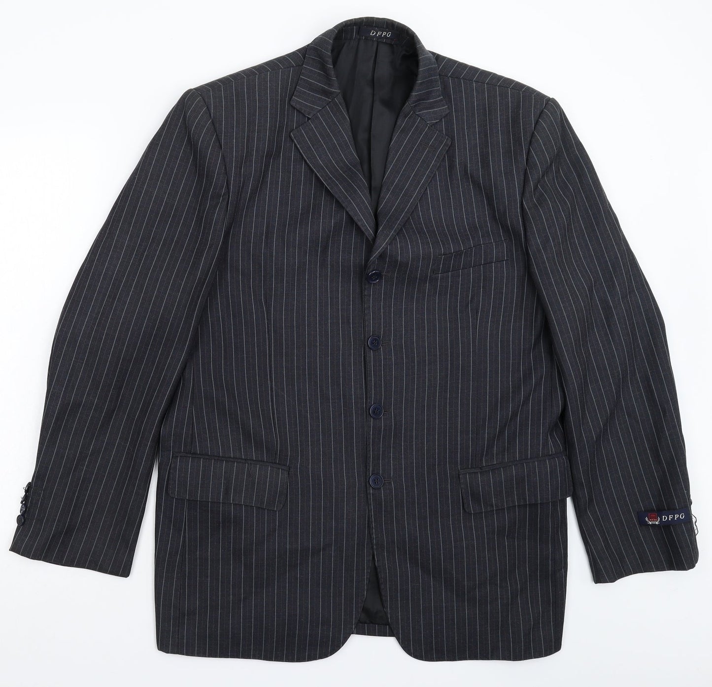 DPFG Mens Blue Striped  Jacket Suit Jacket Size 40
