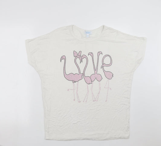 Blue Vanilla Womens White   Basic T-Shirt Size S  - flamingo